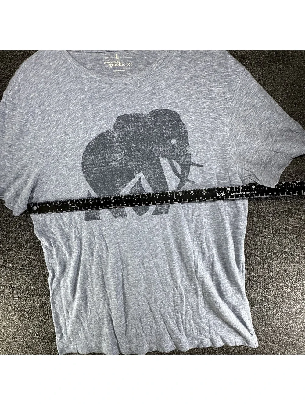 Banana Republic Shirt (L) Gray Elephant Graphic Tee Short Sleeve Mens Heathered